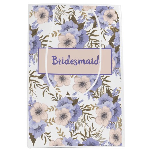 ロマンパーソナライズされたティバイオレットセージ植物学フローラ ミディアムペーパーバッグ (正面)