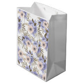 ロマンパーソナライズされたティバイオレットセージ植物学フローラ ミディアムペーパーバッグ (裏面アングル)