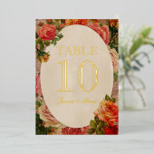 ロマンビクトリアンティックバラゴールドフォイルテーブル番号 箔招待状 (立ち正面)