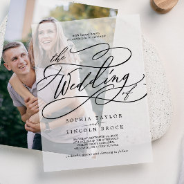 ロマンファンシーエレガントクラシックク書結婚道 ベラム紙招待状