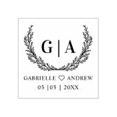 ロマンファンシームミニマルブランチ結婚のイニシャル ラバースタンプ (インプリント)