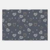 ロマンミニマルモダントドドルハートパターン ラッピングペーパーシート (正面3)