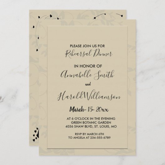 ロマンモダンエレガントチックなリハーサル 招待状 (正面/裏面)