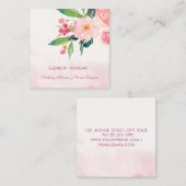 ロマンモダンエレガントティックな水彩花 スクエア名刺 (正面/裏面)