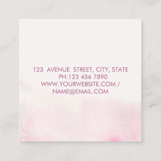 ロマンモダンエレガントティックな水彩花 スクエア名刺 (裏面)