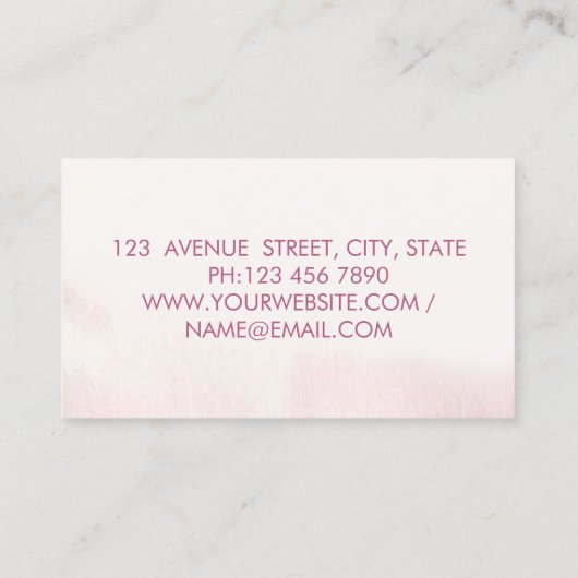 ロマンモダンエレガントティックな水彩青い花 名刺 (裏面)