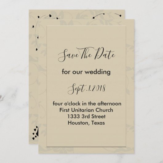 ロマンモダンエレガントティックは日付を保存 招待状 (正面/裏面)