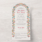 ロマンモダンエレガントティックフローラ結婚リース オールインワン招待状 (内側)