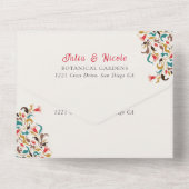 ロマンモダンエレガントティックフローラ結婚リース オールインワン招待状 (裏面)