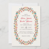ロマンモダンエレガントティックフローラ結婚リース 招待状 (正面)