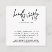 ロマンモダンエレガントティックQRコードウェディングRSVP エンクロージャーカード (正面)