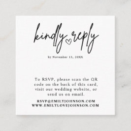 ロマンモダンエレガントティックQRコードウェディングRSVP エンクロージャーカード