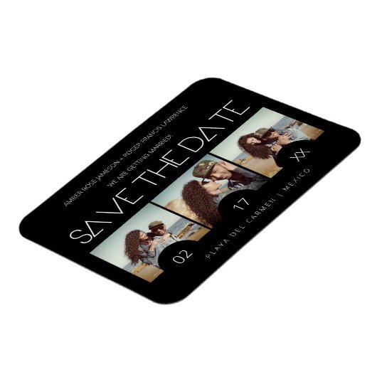 ロマンモダンクエレガントな3枚の写真をスリップ婚約した マグネット (左側)