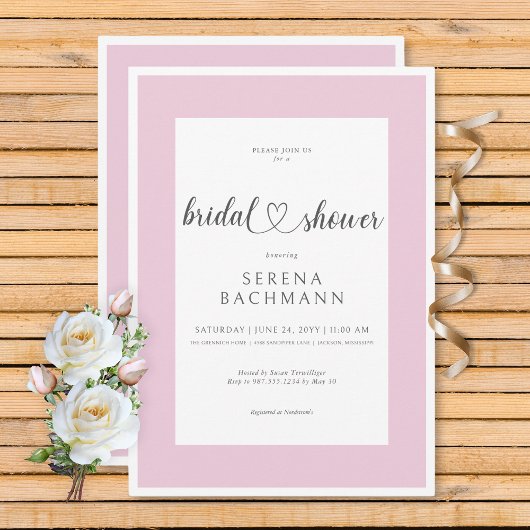 ロマンモダンクピンク&ホワイトブライダルシャワー 招待状