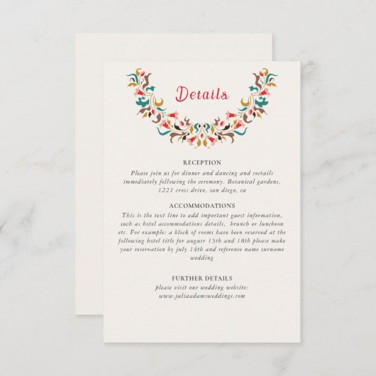 ロマンモダンスエレガントフローラ結婚リース エンクロージャーカード (正面/裏面)