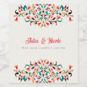 ロマンモダンスエレガントフローラ結婚リース ワインラベル (シングルラベル)