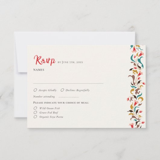 ロマンモダンスエレガントフローラ結婚リース 出欠カード (正面)