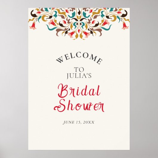 ロマンモダンスエレガントリースブライダルシャワー ポスター (正面)