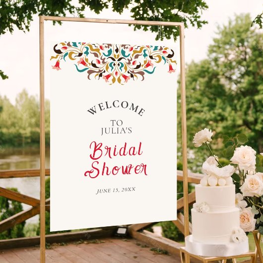 ロマンモダンスエレガントリースブライダルシャワー ポスター