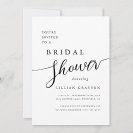 ロマンモダンチスクリプトブラック&ホワイトブライダルシャワー 招待状