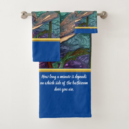 ロマンモダンチックと金ゴールド箔ガラス花blこうもり バスタオルセット (インサイチュ)