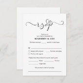 ロマンモダンチックな出欠の返事、黒人フォント、返事 エンクロージャーカード (正面/裏面)