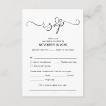 ロマンモダンチックな出欠の返事、黒人フォント、返事 