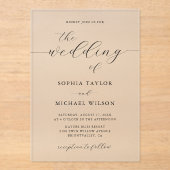 ロマンモダンチック書道ブラック&ホワイト結婚ズ アクリル招待状 (正面)