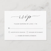 ロマンモダンチック書道ブラック&ホワイト結婚ズ 出欠カード (正面)