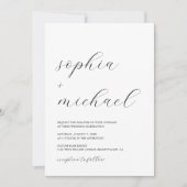 ロマンモダンチック書道ブラック&ホワイト結婚ズ 招待状 (正面)