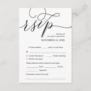 ロマンモダンチック·ブラッ結婚ク·ディナーRSVP エンクロージャーカード