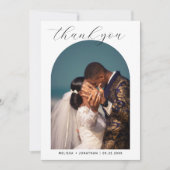 ロマンモダンチブラックスクリプト2フォトアー結婚チ サンキューカード (正面)