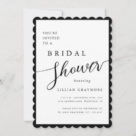 ロマンモダンティスクリプトのスキャロップブライダルシャワー 招待状