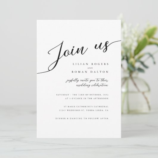 ロマンモダンティスクリプトタイポグラフィ結婚ズ 招待状 (スタンド正面)