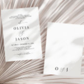 ロマンモダンティスクリプト白黒イニシャル結婚ズ 招待状