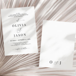 ロマンモダンティスクリプト白黒イニシャル結婚ズ 招待状