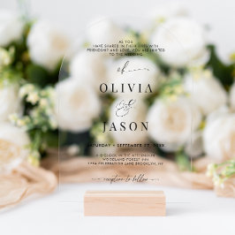 ロマンモダンティスクリプト白黒結婚のアーチ アクリル招待状