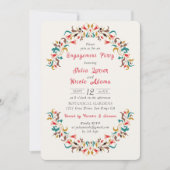 ロマンモダンティックエレガントフローラ婚約パーティ 招待状 (正面)