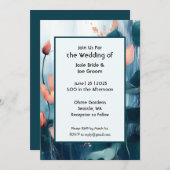 ロマンモダンティックフローラ結婚式招待状 招待状 (正面/裏面)