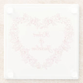 ロマンモダンティックフローラ赤いハートバレンティンデー ガラスコースター (裏面)