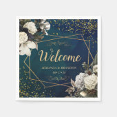 ロマンモダンティックフローラ金ゴールド結婚リース スタンダードカクテルナプキン (正面)