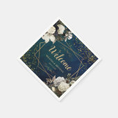 ロマンモダンティックフローラ金ゴールド結婚リース スタンダードカクテルナプキン (角)