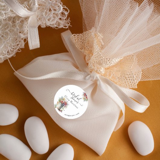 ロマンモダンティック春の花花瓶ブライダルシャワー ラウンドシール