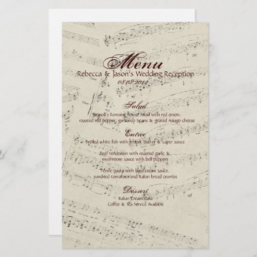 ロマンモダンティック音楽ノート結婚ズ (正面/裏面)