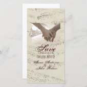 ロマンモダンティック音楽ノート結婚ズ セーブザデート (正面/裏面)