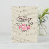 ロマンモダンティック音楽ノート結婚ズ 招待状 (スタンド正面)