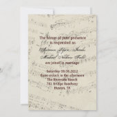 ロマンモダンティック音楽ノート結婚ズ 招待状 (裏面)