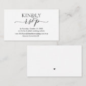 ロマンモダンティック、ブラックスクリプト、オンラインウェブサイトRSVP エンクロージャーカード (正面/裏面)