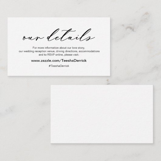 ロマンモダンティック、私たち結婚の詳細エンクロージャカー エンクロージャーカード (正面/裏面)