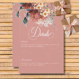 ロマンモダンティピンクガーデンフローラ結婚ズ詳細 エンクロージャーカード